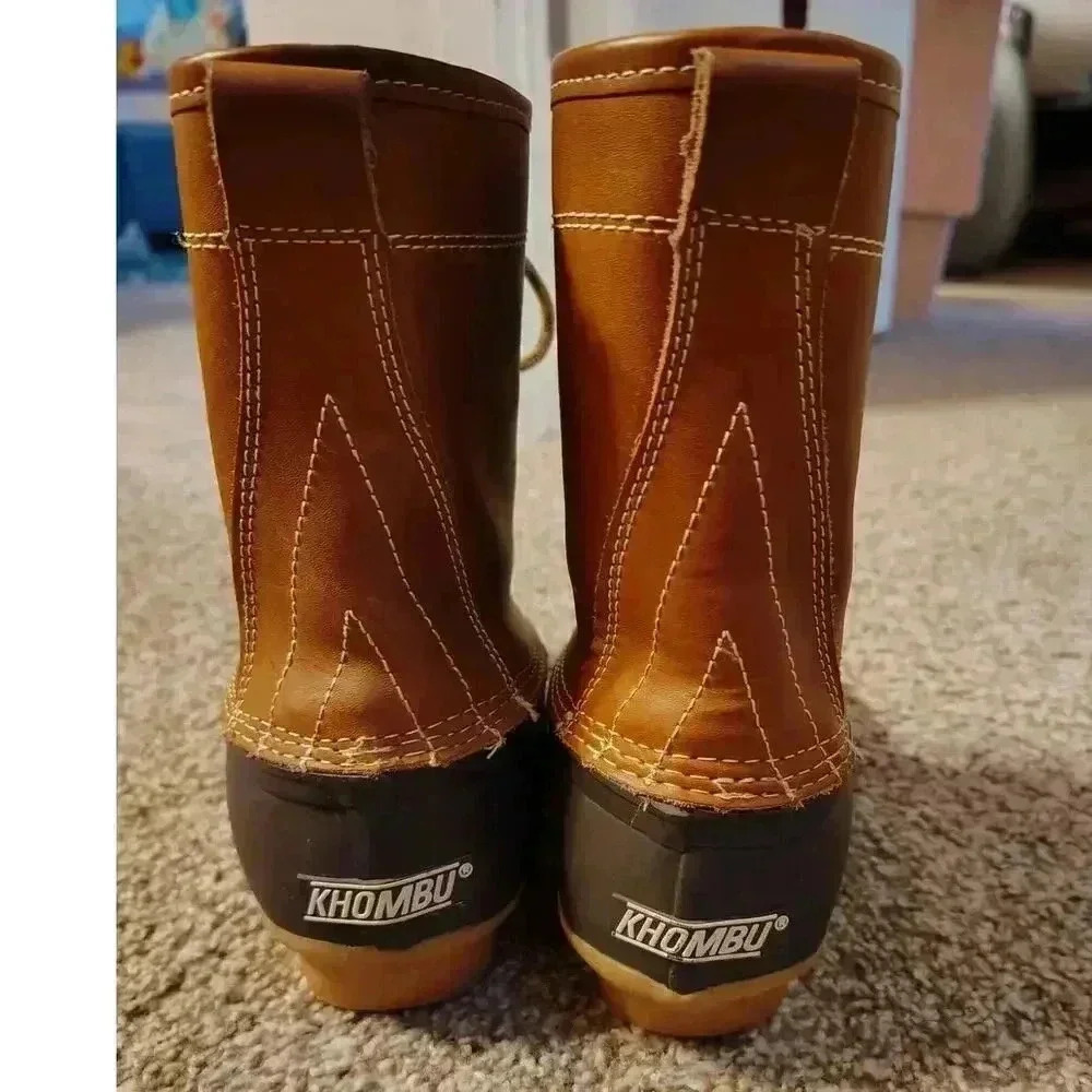 Women Size 5 Khombu twotone brown leather duck boots. Waterproof Lace up Letty - Picture 4 of 5